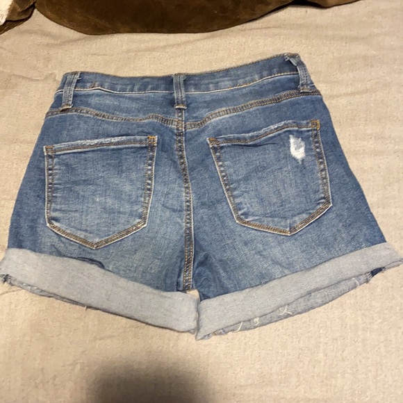 high rise dark wash shorts - Picture 2 of 2